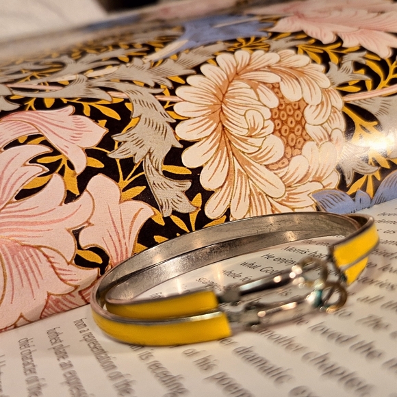 Bright Yellow Enemal Hoop Earrings - Picture 6 of 9